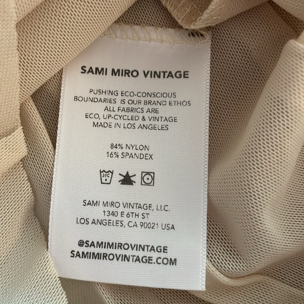 Sami Miro Vintage Asymmetric Long Sleeve Mini Dress - Ivory Mesh Xs — image 5 of 6